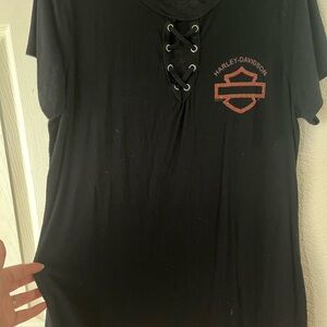 Harley-Davidson Black Lace-Up Women’s Shirt